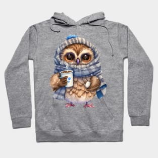 Chibi Owl Drinking Hot Chocolate Cute Baby Christmas Scarf Beanie Hoodie